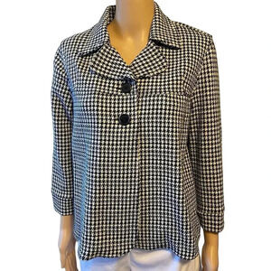 Charter Club Classy Houndstooth Jacket Blazer Black White Check Lady Sz S Career